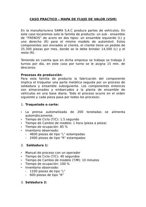 Caso Practico N Manu Esbelta Caso Practico Mapa De Flujo De