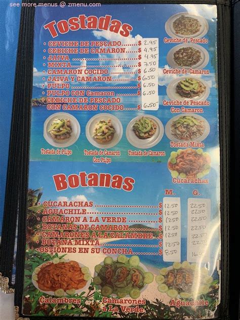 Menu at La Costa Mariscos restaurant, Inglewood