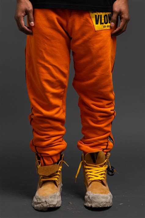 Caution Sweatpant In Orange Real Vlone Sweatpants Vlone Official