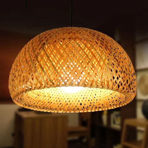 L Mpada Japonesa De Vime Lumin Ria Pendente Em Rattan Madeira Luzes