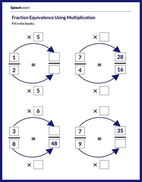 Find Equivalent Fractions Worksheets