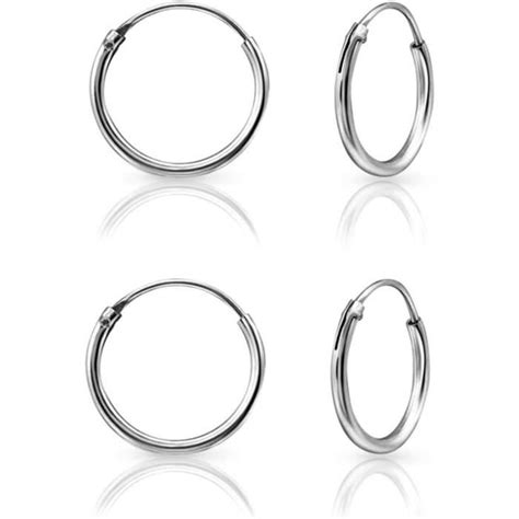 Paires De Boucles D Oreilles Mini Cr Ole Anneau En Argent Fin