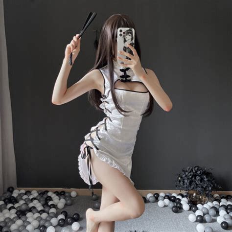 Sexy Lingerie Tight Night Gown Side Split Cheongsam Dress Hot Cosplay Sleepwear EBay
