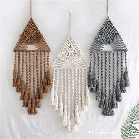 Tapiz de pared de macramé tejido a mano colgante de atrapasueños