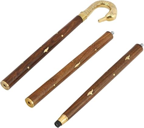 Walking Stick Swan Handle Wooden Cane Head Brass Vict Gem