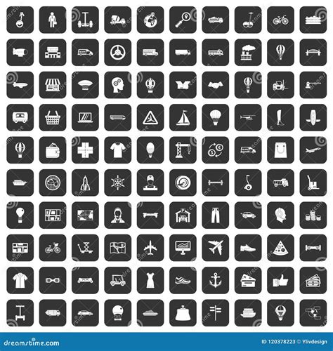 100 Logistics Icons Set Black Stock Vector Illustration Of Factory