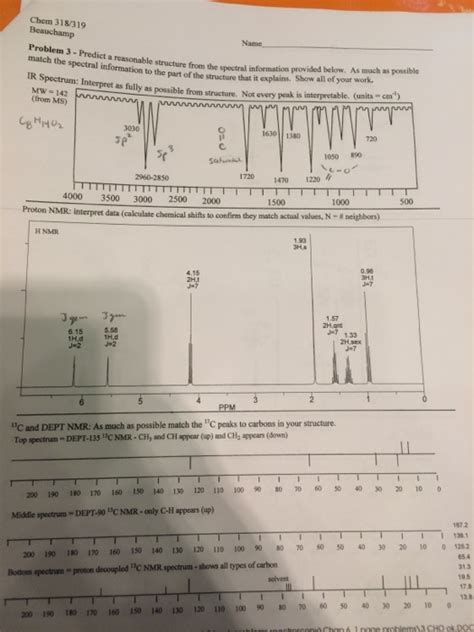 Solved Predict A Reasonable Structure From The Spectral Chegg