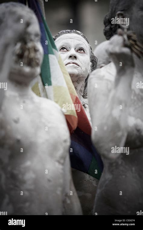 group of young nudists artistic expression in favor of indigenous