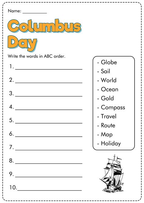 Columbus Day Free Printables Kindergarten Worksheets Christopher