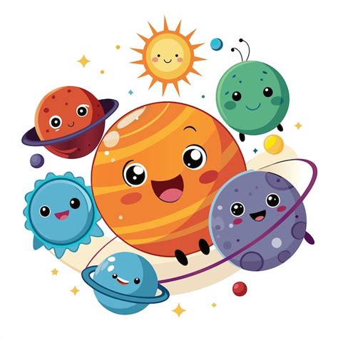 Un Grupo De Planetas Con Sol Y Planetas Vector Premium