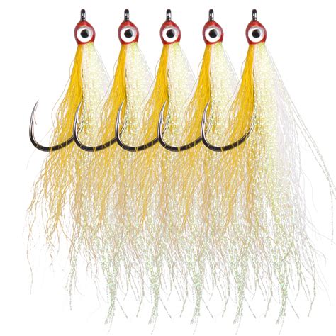 OROOTL Fishing Bucktail Teaser Hooks 5pcs Saltwater Fishing Teaser