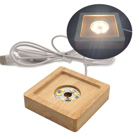 WINDLAND Wood Light Display Base Wooden LED Display Base Crystal Glass ...