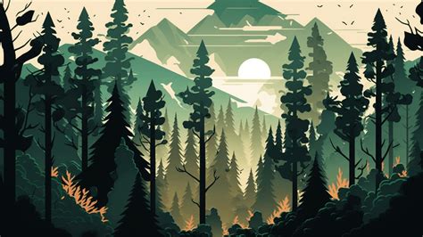 Mountain Forest Background Trees Mountains Backgrounds | PSD Free ...