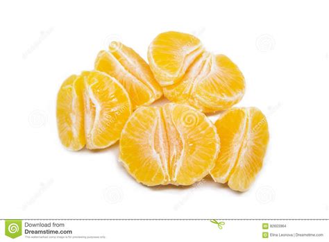 Slices Of Mandarin Isolated On White Background Fruits Stock Photo