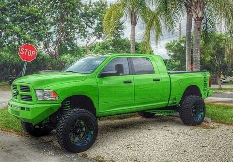 Lime Green Cummings Lifted Trucks Diesel Trucks Big Trucks