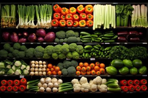 Premium Photo | Various types of vegetables arrayed in a grocery store