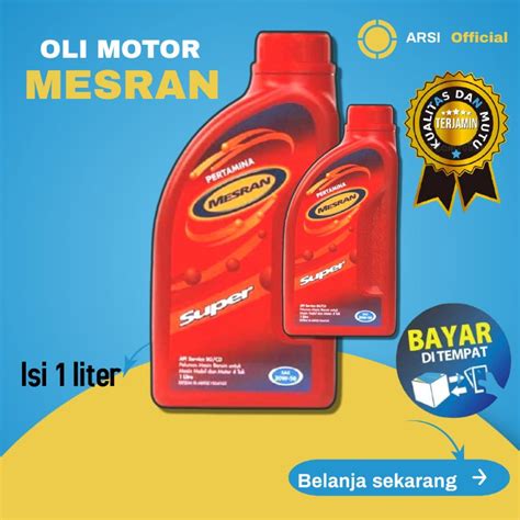 Jual Oli Motor Mesran Super 4T 1 Liter Mesin Bebek Pertamina Oil Murah