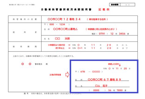 保管場所使用承諾証明書（承諾書）の書き方を説明するよ | 山野行政書士事務所