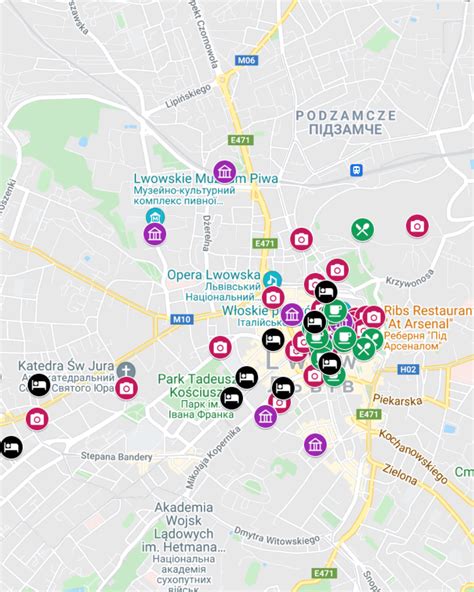 Lwów wielka MAPA atrakcji restauracji i noclegów Sklep