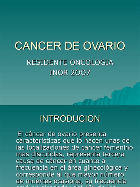 Cancer De Ovario Seminario Pdf Cáncer Cáncer De Ovarios