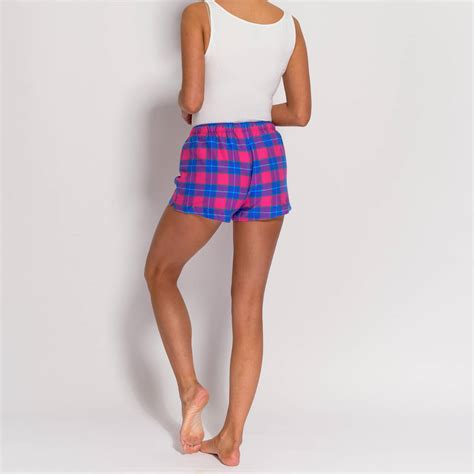 Womens Pyjama Shorts In Pink Tartan Flannel By British Boxers