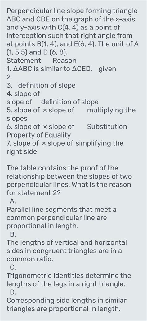 Solved Perpendicular Line Slope Forming Triangle ABC And CDE On The