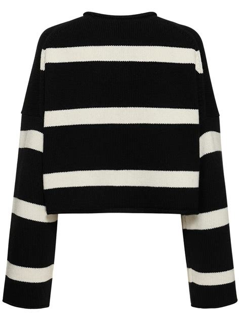 Jw Anderson Logo Striped Wool Cashmere Sweater Jw Anderson