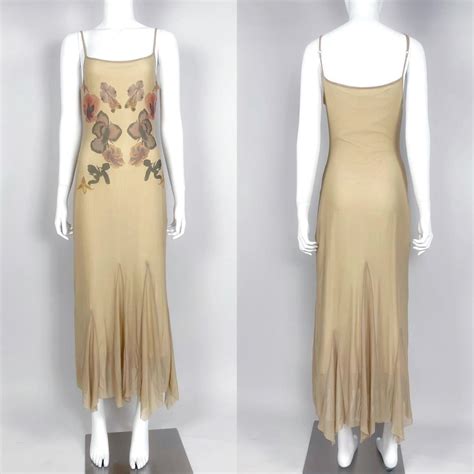 Floral Print Nude Cami Mesh Dress With Asymmetrical Depop