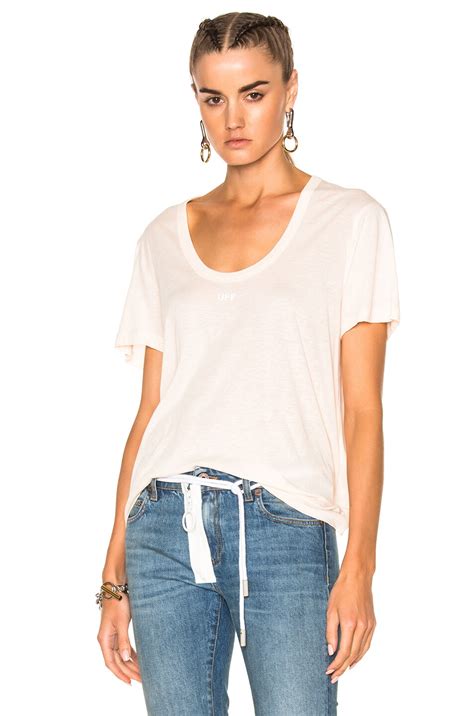 Off White For Fwrd Basic Scoop Tee In Nude White Fwrd