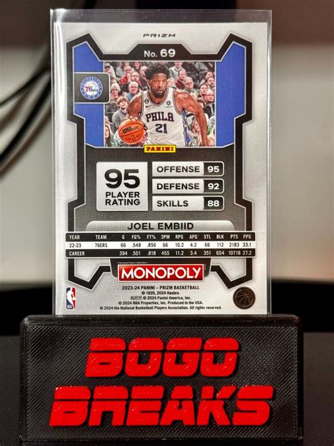 2023 24 Panini Prizm Monopoly Silver Prizm 69 Joel Embiid For Sale