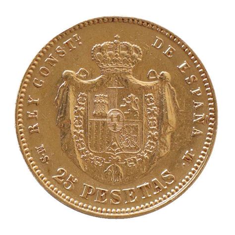 Spanien Pesetas Gold Alfonso Xii Vz