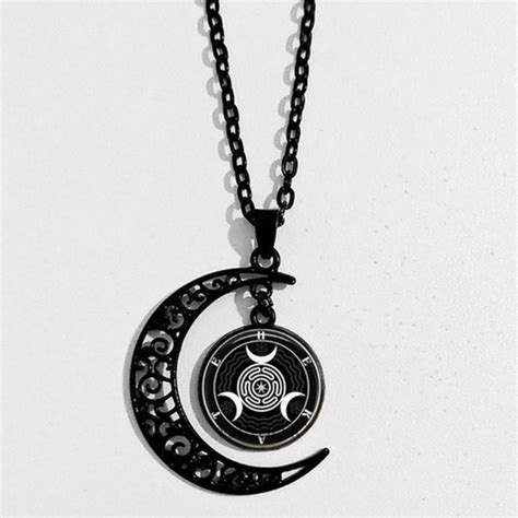 Black Moon HECATE Sigil Necklace, Ancient Greek Goddess Jewelry, Hecate ...