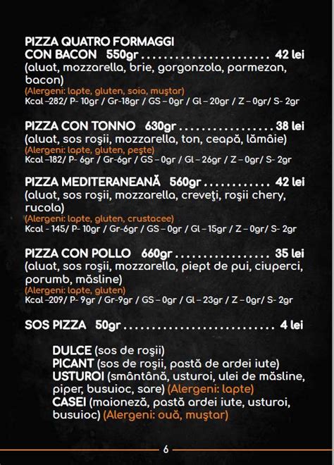 Menu at Pizza Corady Brașov