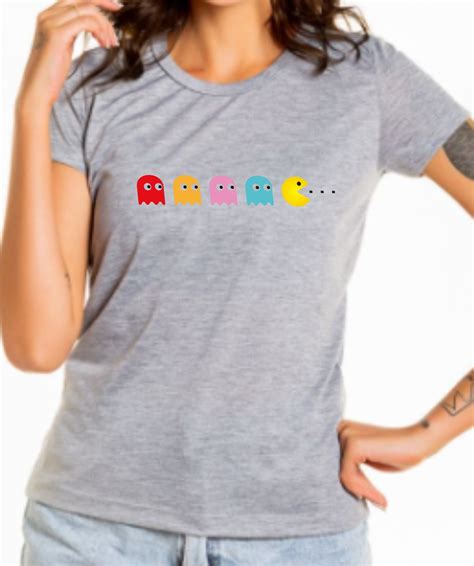 Camiseta Baby Look Videogame Fantasmas Pacman Nostalgia Elo