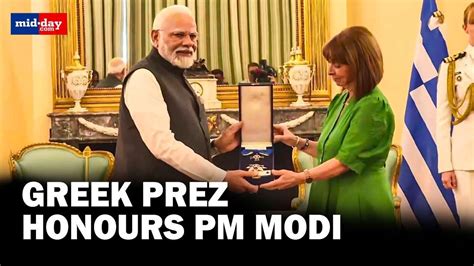 India Greece Hold Bilateral Talks Pm Modi Conferred With Grand Cross