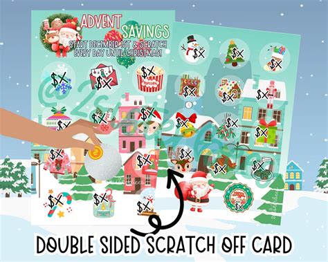 Advent Calendar Scratch Off Savings Game Double Sided Challenge