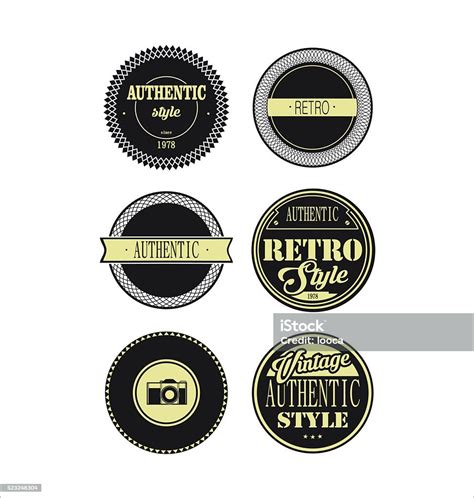 Vintage Labels Black And Beige Set Stock Illustration Download Image