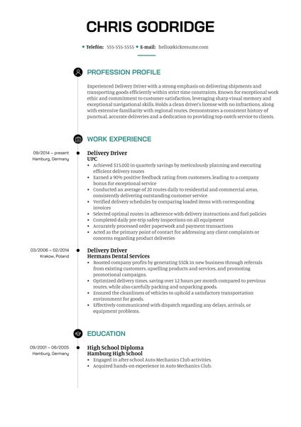 Uber Driver Resume Example Kickresume