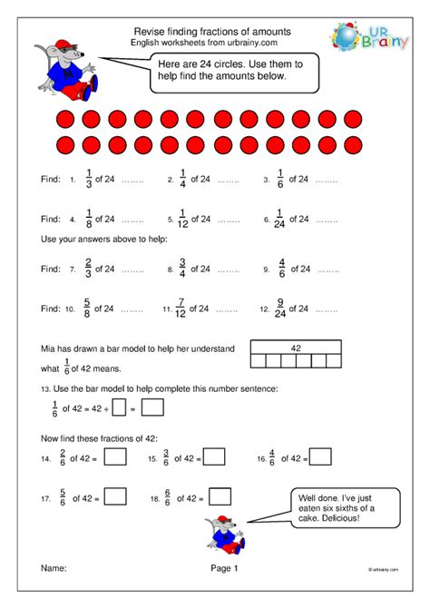 Fractions Of Amounts Year 6