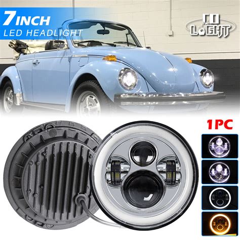 Round Led Projector Hi Lo Sealed Beam Headlight Kit For Vw Beetle