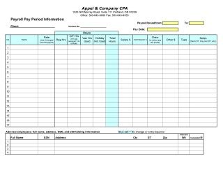 Printable Payroll Sheets - Printable Calendars AT A GLANCE