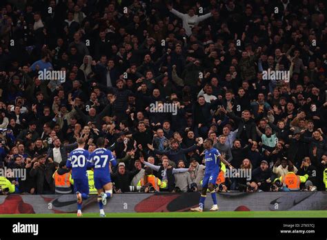 Nicolas Jackson of Chelsea celebrates after he scores his hat-trick for ...