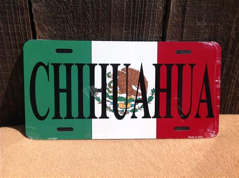 Chihuahua Mexico Mexican Flag License Plate Auto Car Truck Vehicle Tag