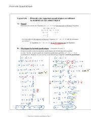 Fonctions et équations quadratiques Introduction and Formule Course Hero