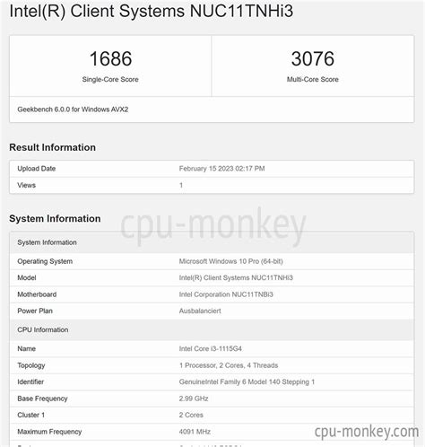 Intel Core i3-1115G4 Benchmark, Test and specs