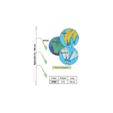 Bas De Ligne Flashmer Bonitobar Blanc Plumes Mitraillette Cabesto