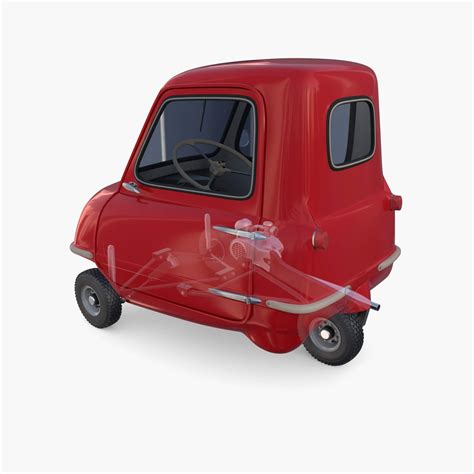 Peel P50 Red with Interior and Chassis - 3D Model by dragosburian