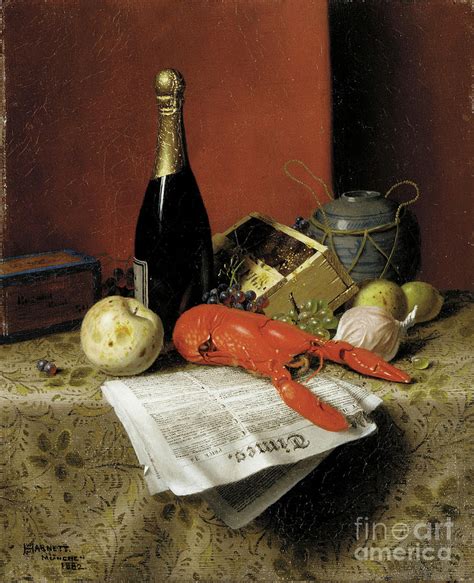 Still Life With Lobster Fruit Champagne And Newspaper Painting