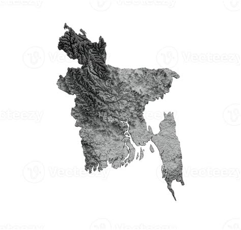 Bangladesh Map Shaded relief Color Height map 3d illustration 27720447 PNG