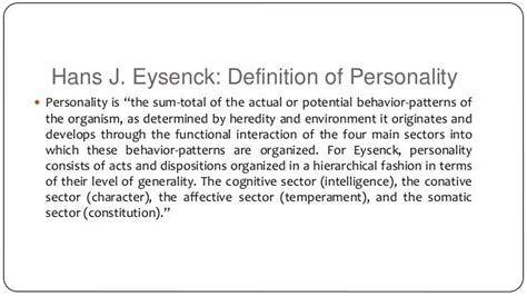 Hans Eysenck theory of Personality